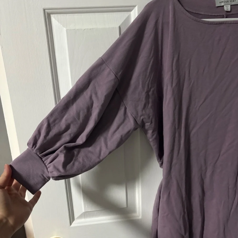 Soft Mauve Sweatshirt Dress, one-size-fits-all - Picture 2 of 4